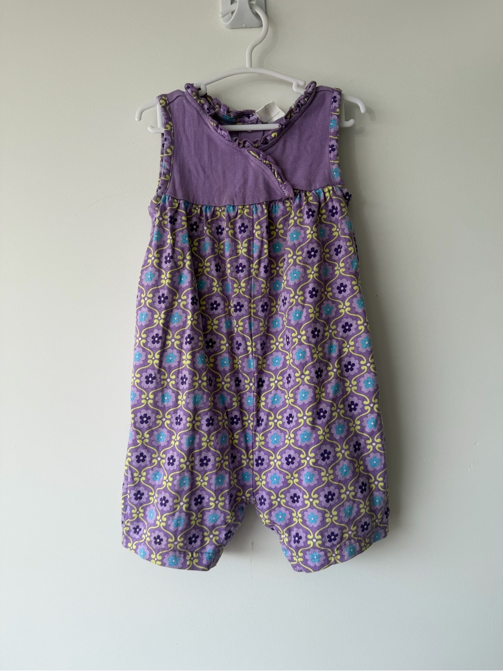 Hanna Andersson Purple Floral Patterned Girls Romper 18-24M